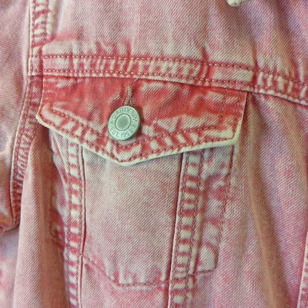 Gap girl red denim distressed short sleeve dress